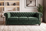 Sofa CHESTERFIELD 3-seater button tufted velvet emerald green w/ decorative stud trim