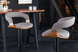 Bar stool MANHATTAN 64-85cm rotatable textured fabric grey and ash wood