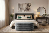 Bench chest VOGUE 85cm oval upholstered w/ storage space velvet grey