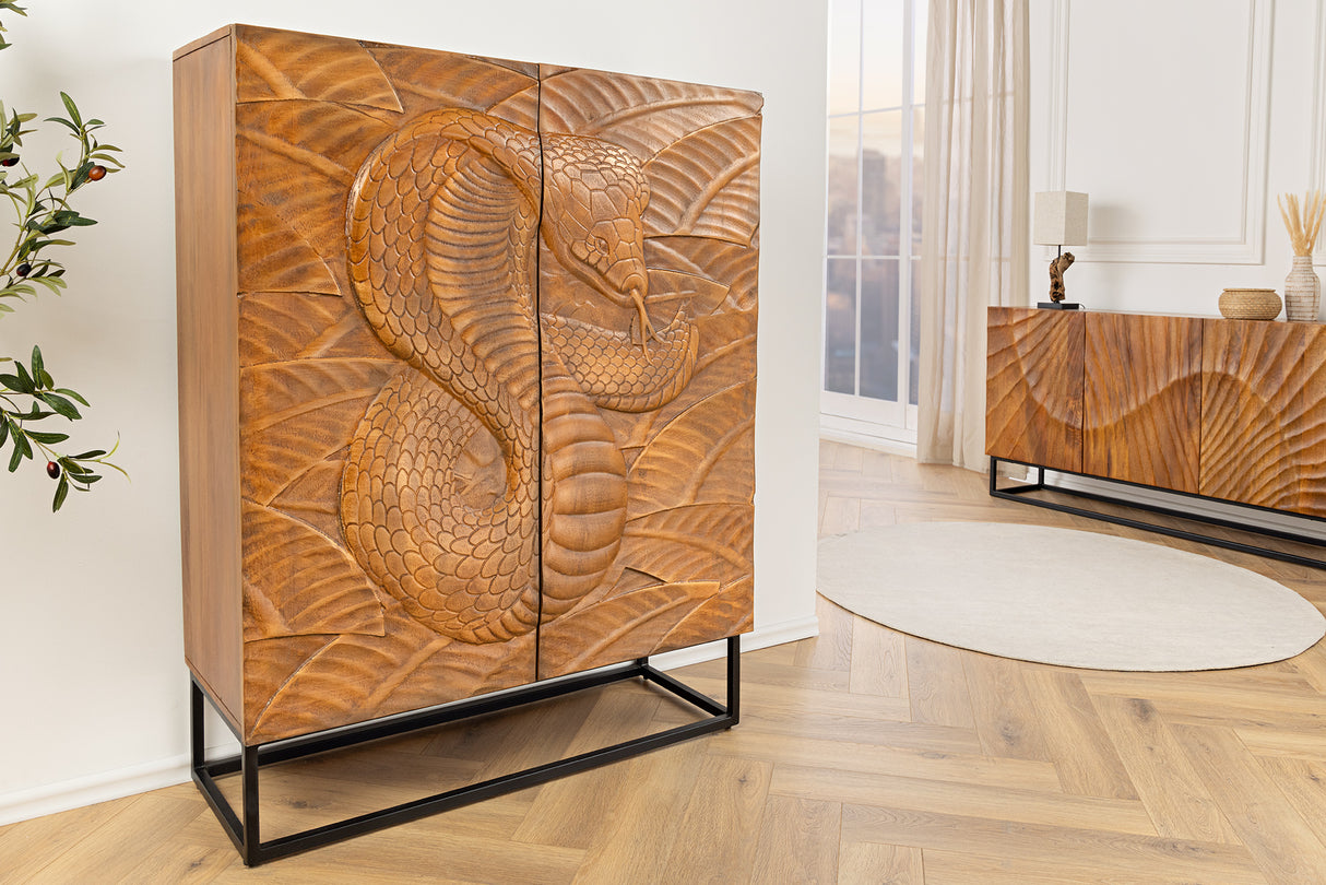 Highboard SNAKE 120cm brown mango wood