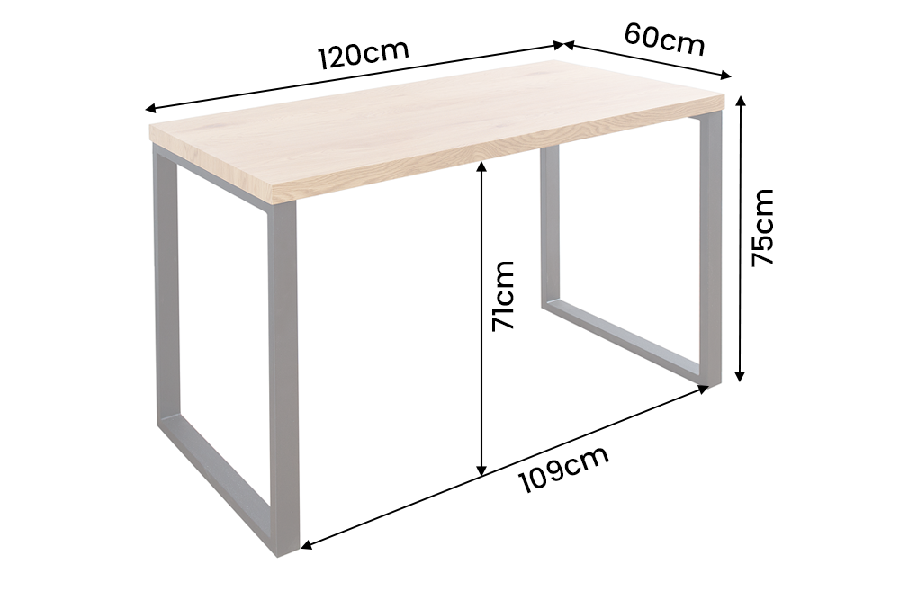 Office desk OAK DESK 120cm oak black iron frame