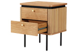 Bedside table ATELIER 55cm natural oak wood look w/ black legs