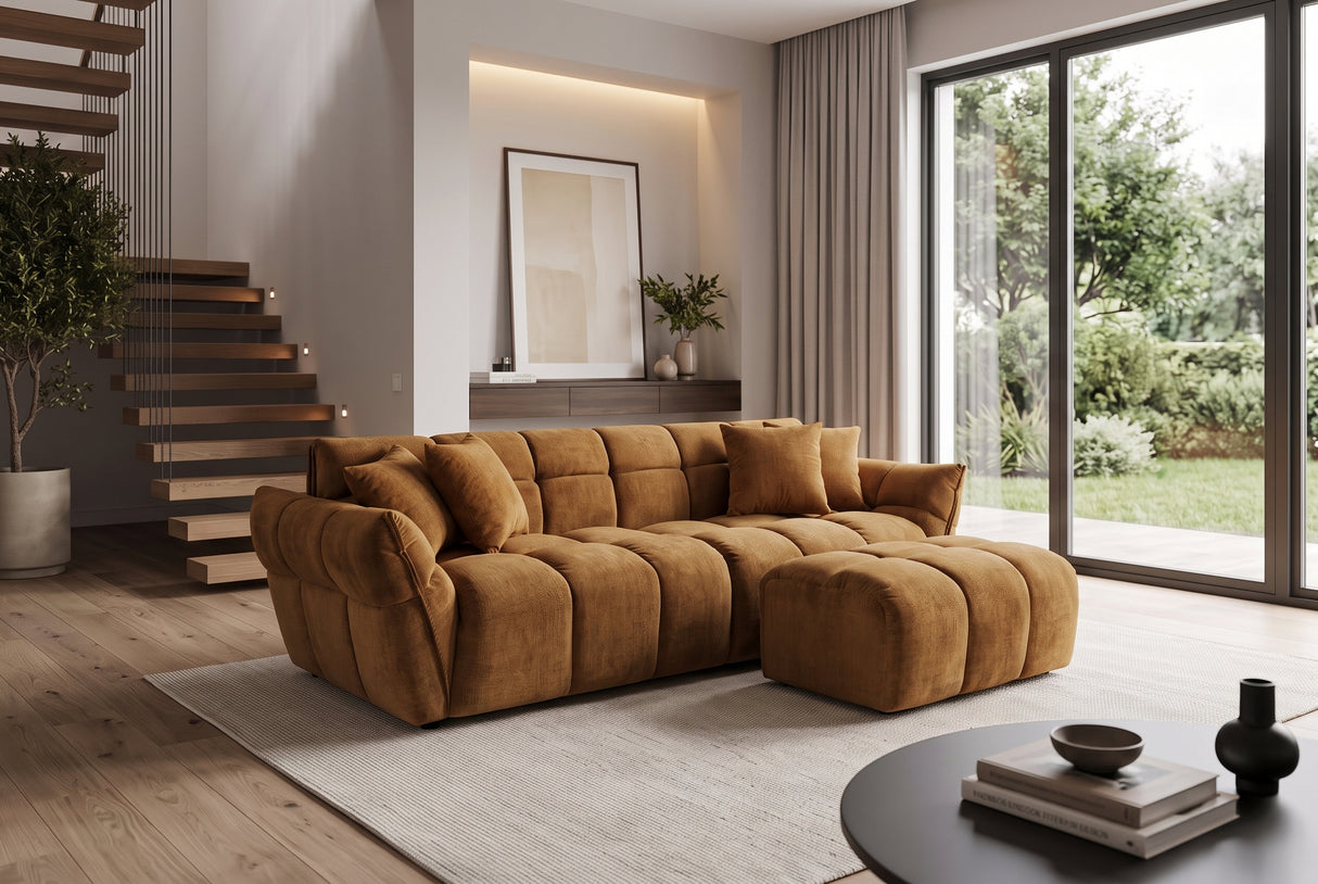 Hocker CLOUD 100cm Samt Senfgelb