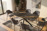 Dining table GALAXIE 160cm w/ star frame aurora oro ceramic black gold sand