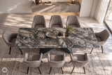 Dining table DIAMOND 180-260cm extendable ceramic taupe w/ geometric black iron base