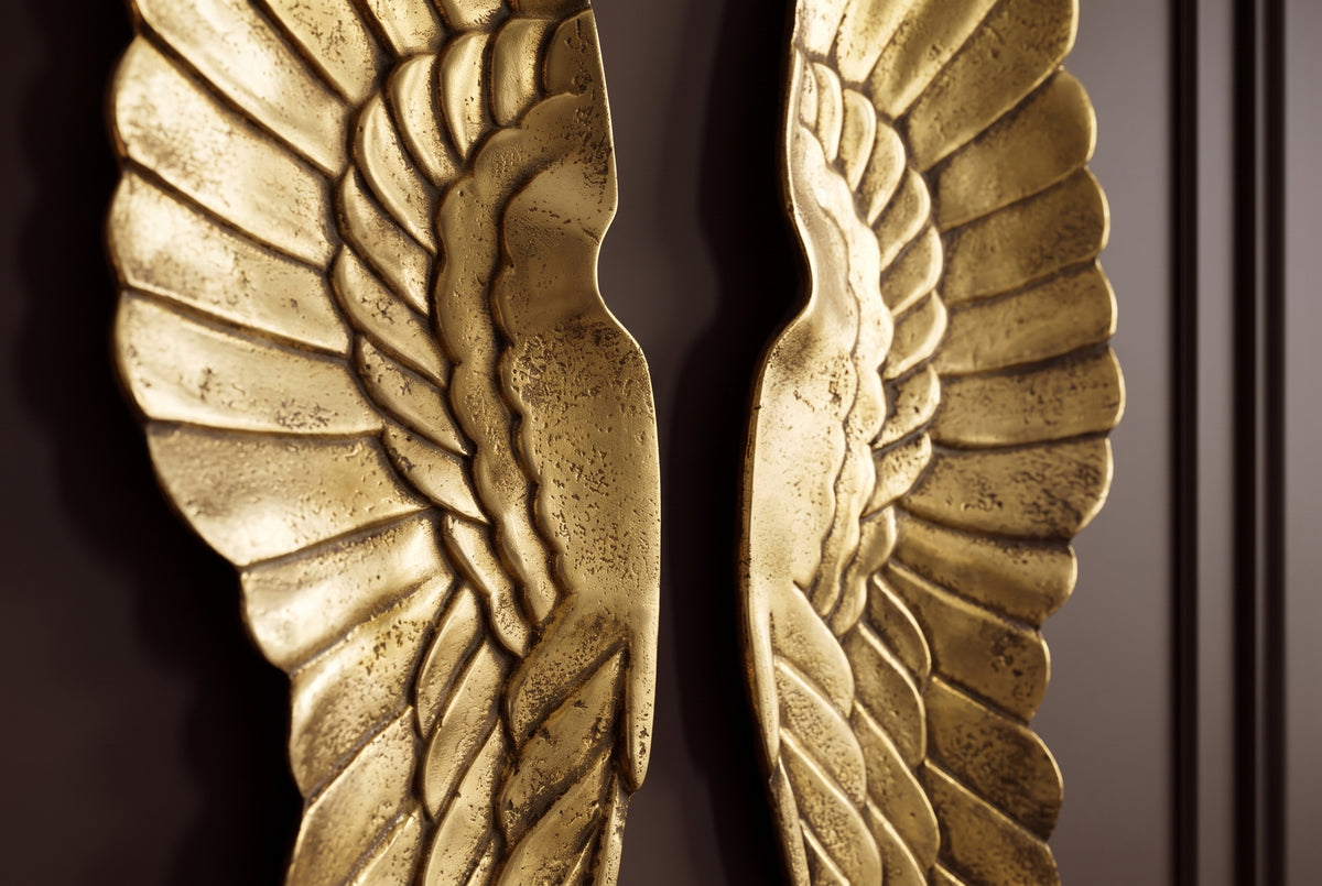 Wall decoration FALLEN ANGEL 65cm angel wings antique gold