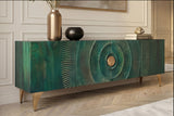 TV-Board GOLDEN SUNSET 180cm 3D Mangoholz türkis