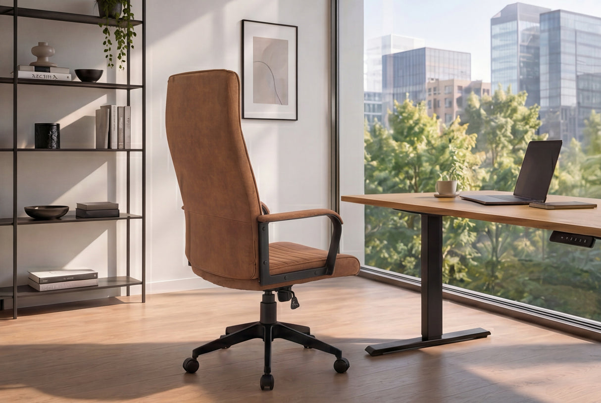 Bürostuhl LAZIO 49-59cm mit Wippfunktion Mikrofaser Vintage Braun