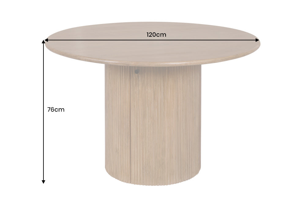 Dining table TRES CHIC Ø 120cm round mango wood brown w/ storage space