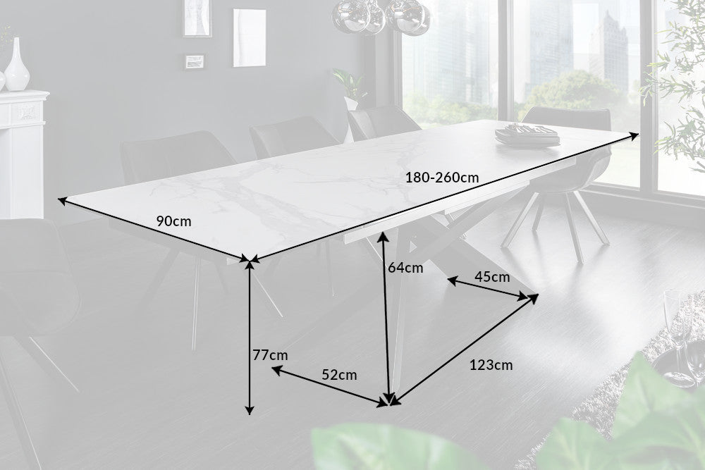 Esstisch EUPHORIA 180-220-260cm Marmoroptik Keramik Hartglas