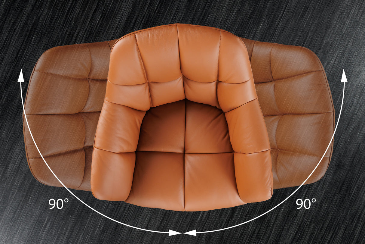 Swivel chair PAPILLON rotatable 180° with armrests leather cognac black