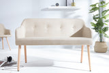 Bench SCANDINAVIA 116cm with armrests textured fabric natural