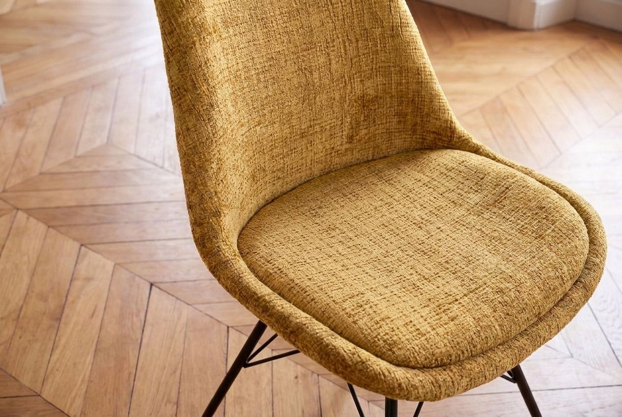 Chair SCANDINAVIA MEISTERSTÜCK  textured fabric mustard yellow