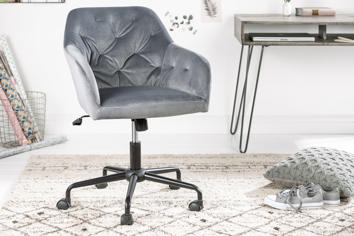 Office chair THE DUTCH COMFORT 46-55cm with armrests velvet grey