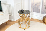 Side table LIQUID GEOMETRIE 50cm tempered black glass gold