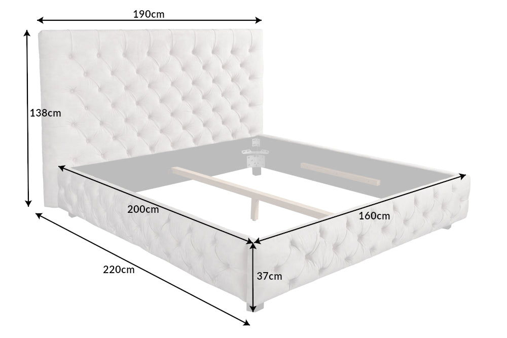 Bett PARIS CHESTERFIELD 160x200cm Samt champagner