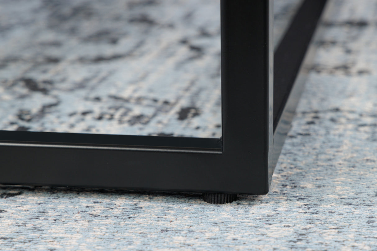 Coffee table ELEGANCE 90cm marble look white black frame