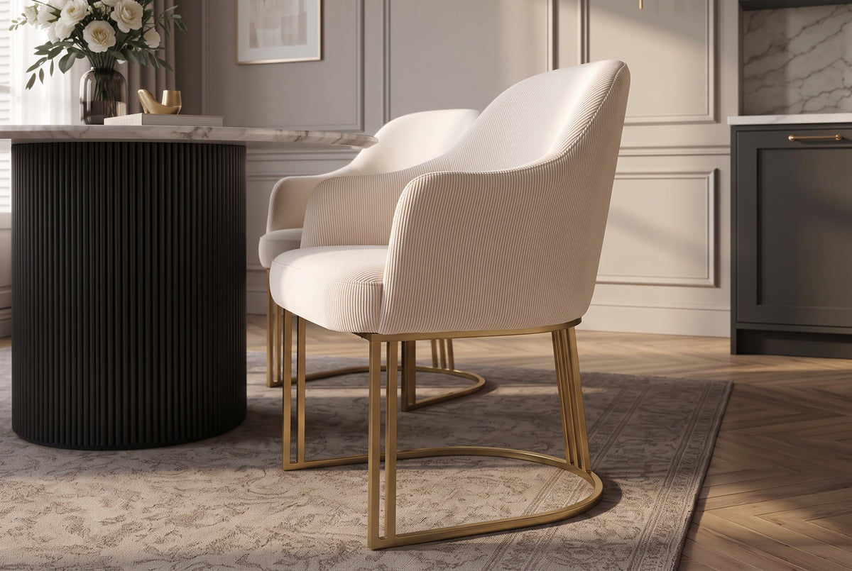 Chair EXTRAVAGANCIA w/ armrests beige champagne gold