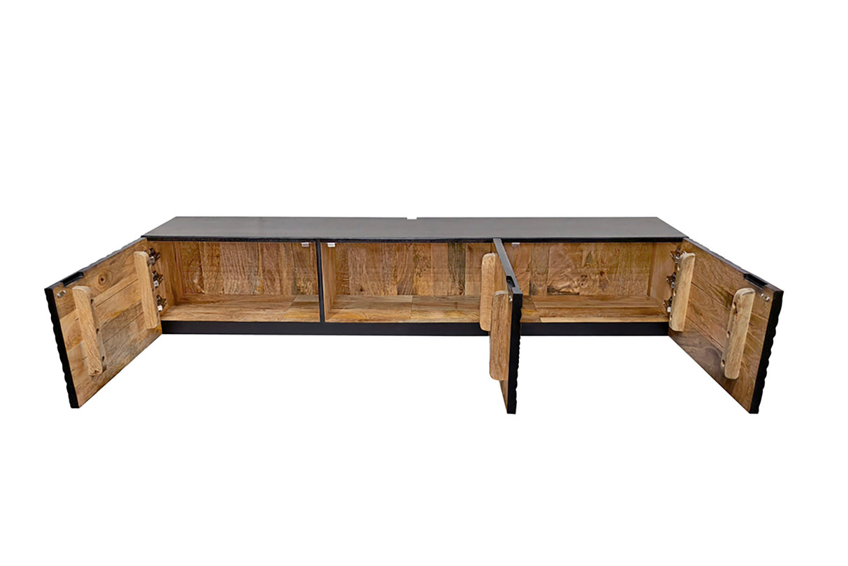 TV-Board ILLUSION 160cm 3D Mango Massivholz schwarz gold