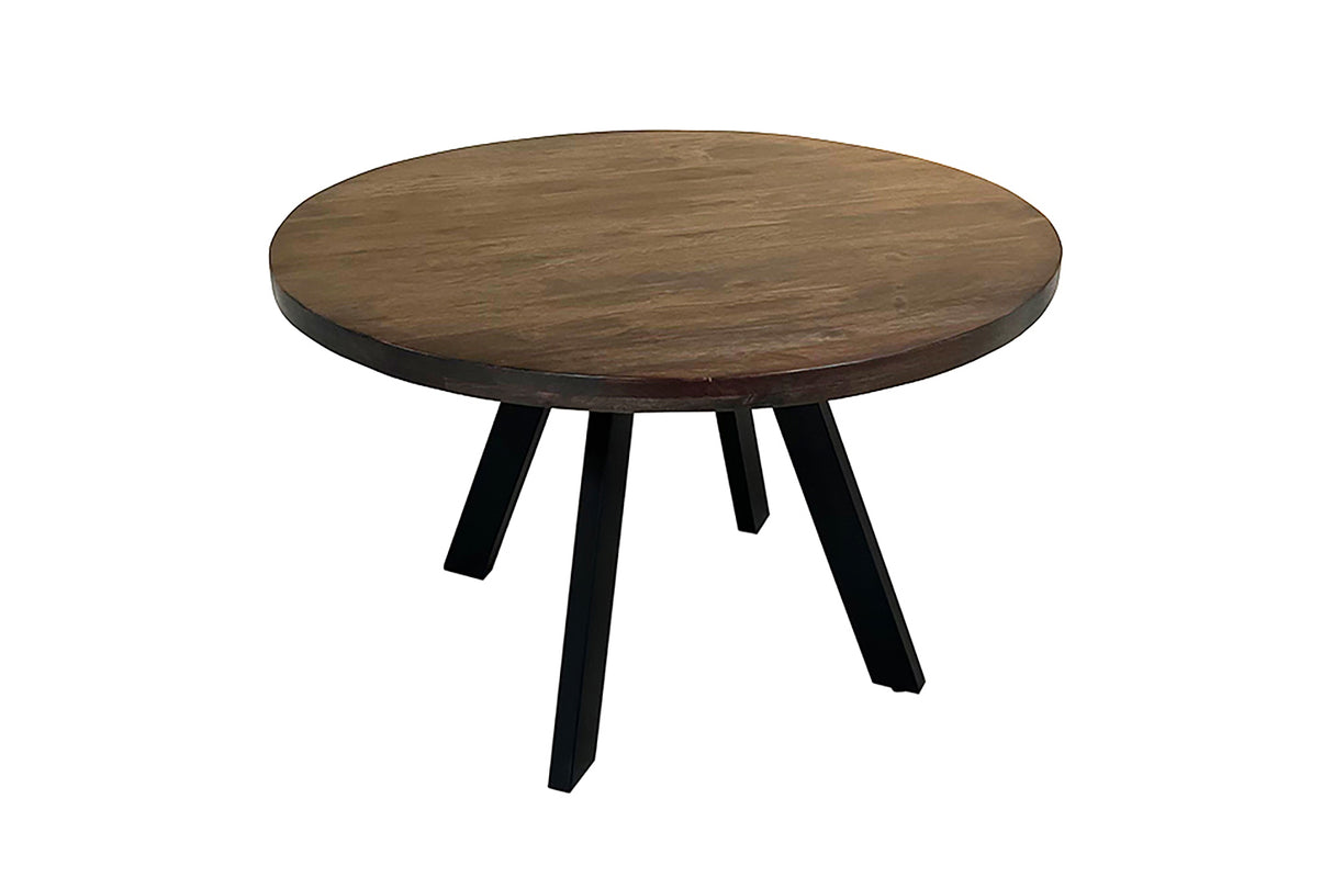 Dining table IRON CRAFT Ø 120cm round mango wood taupe brown w/ black legs