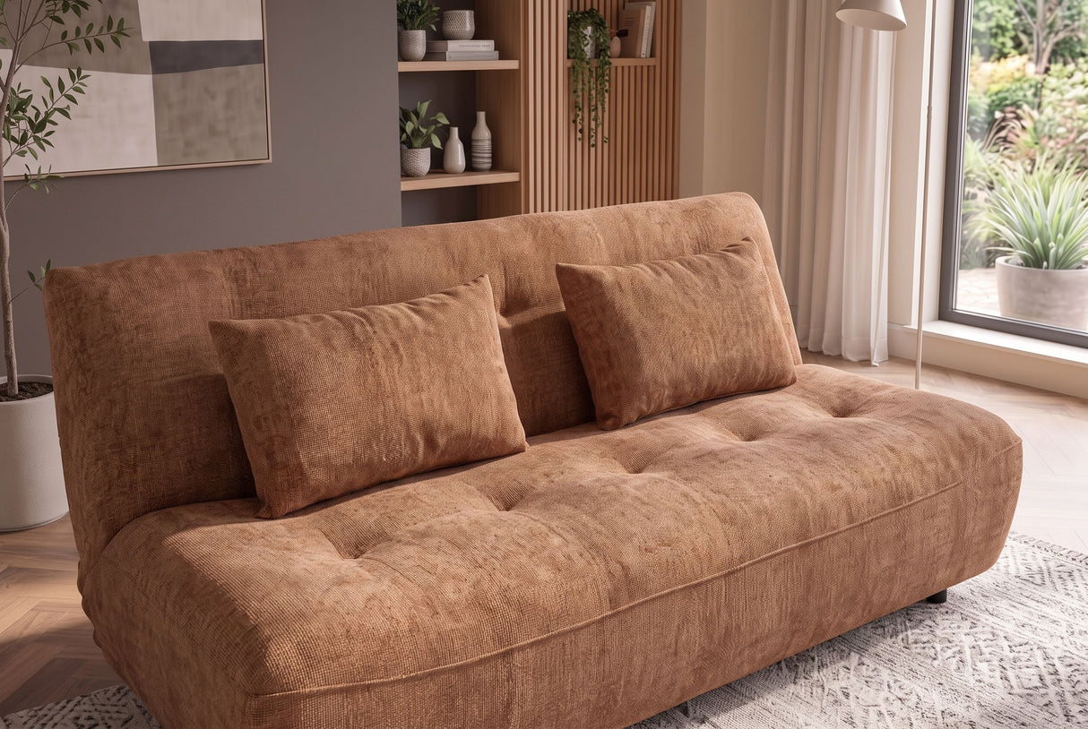 Schlafsofa ELYPSE 200cm 3-Sitzer Chenille Rostbraun