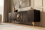 TV-Board GOLDEN SUNSET 180cm 3D Mangoholz schwarz