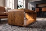 Coffee table CUBUS 100cm w/ storage space mango wood brown honey finish