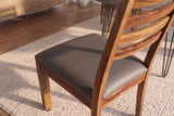Stuhl MAKASSAR 90cm Kunstleder dunkelgrau und Palisanderholz braun