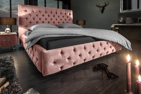 Bed PARIS CHESTERFIELD 160x200cm velvet dusky pink