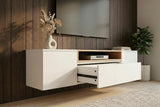 TV-Wand LOFT 160 cm hängend weiß natur