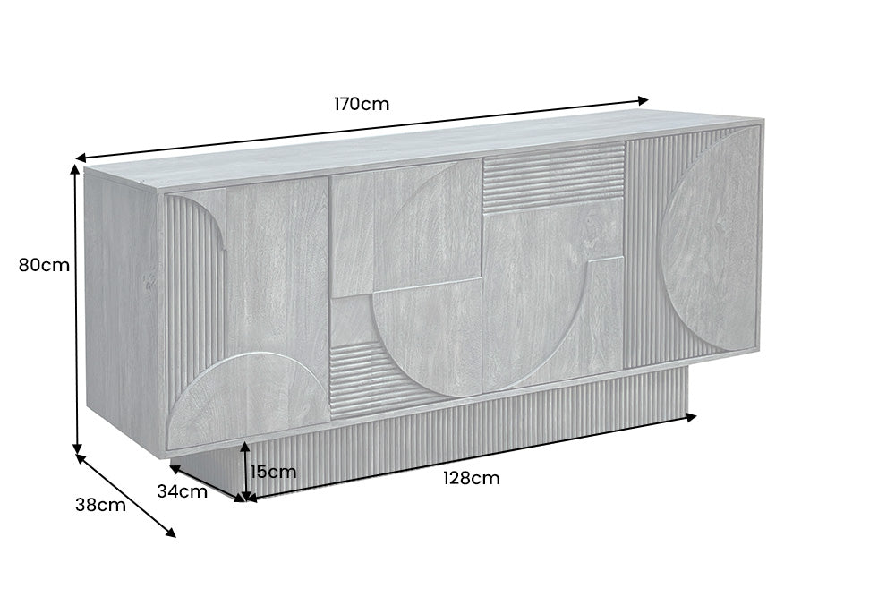 Sideboard ART DECO 170cm 3D Mangoholz grau