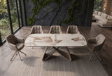 Dining table INFINITY 180-220-260cm boat-shaped extendable italian patagonia ceramic white brown