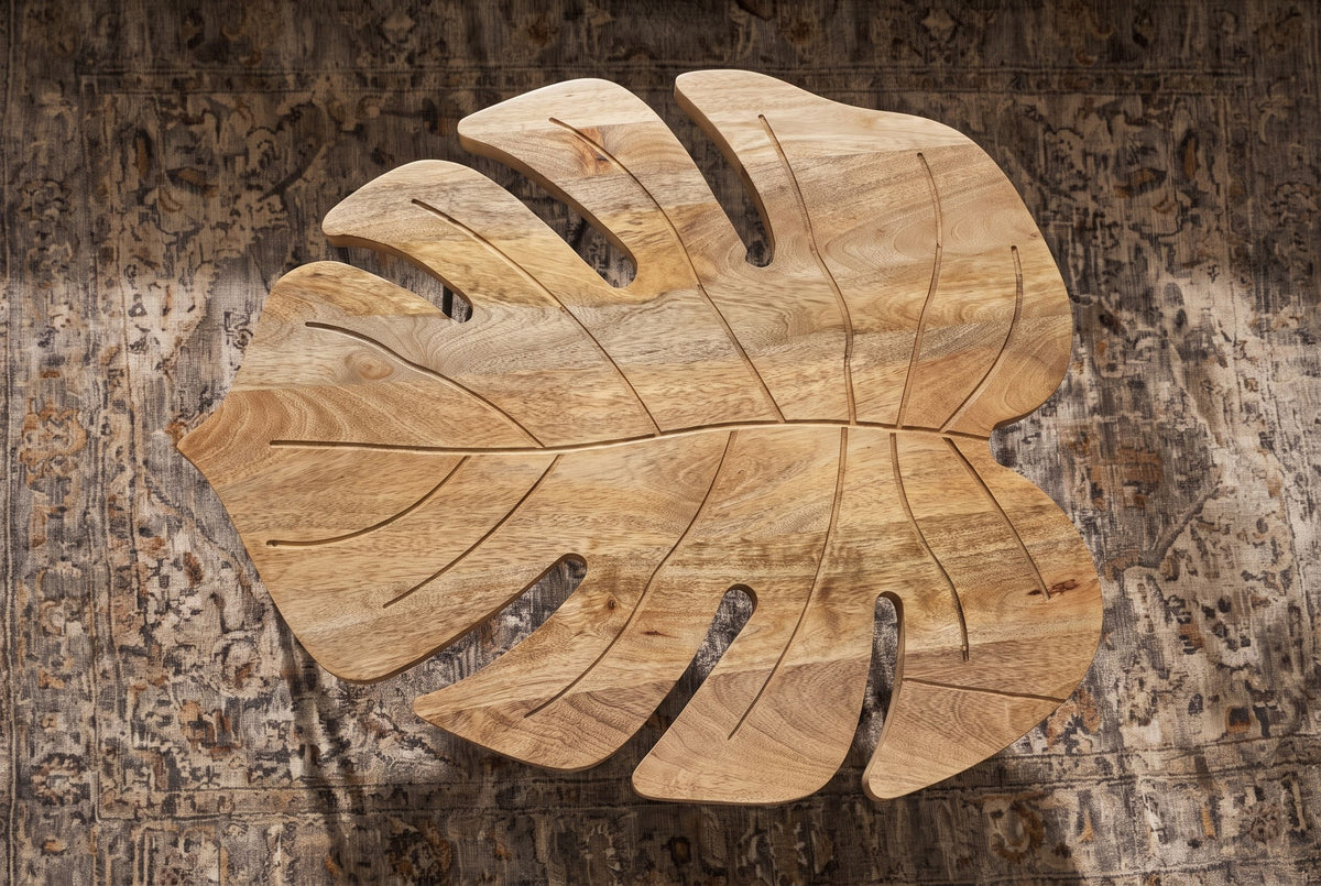 Couchtisch LEAF 75 cm mit Hairpin-Beinen Mangoholz natur