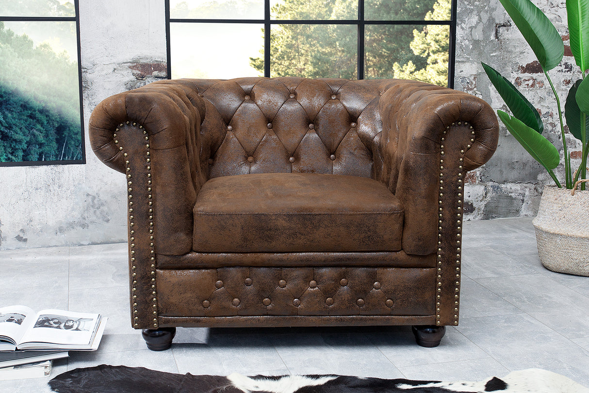 Sessel CHESTERFIELD Antik-Look braun