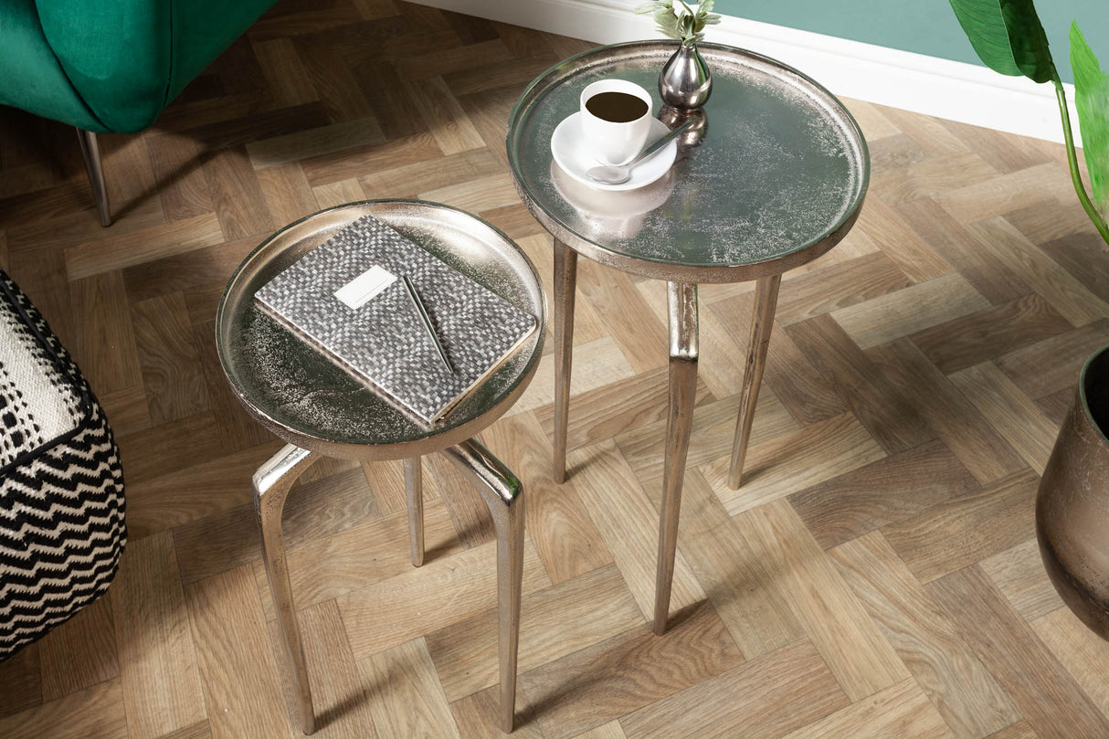 Beistelltisch ABSTRACT 2er Set silber