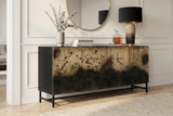 Sideboard OXID 180cm Metall schwarz gold massives Mangoholz
