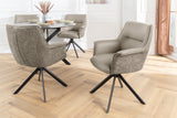 Swivel chair LE GRAND rotatable 180° w/ armrests textured cloth and leather taupe