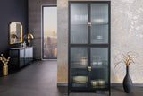 Vitrine AMSTERDAM 180cm Riffelglas schwarz