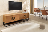 TV-Lowboard GRANDEZZA 180cm oak wood look w/ black metal frame