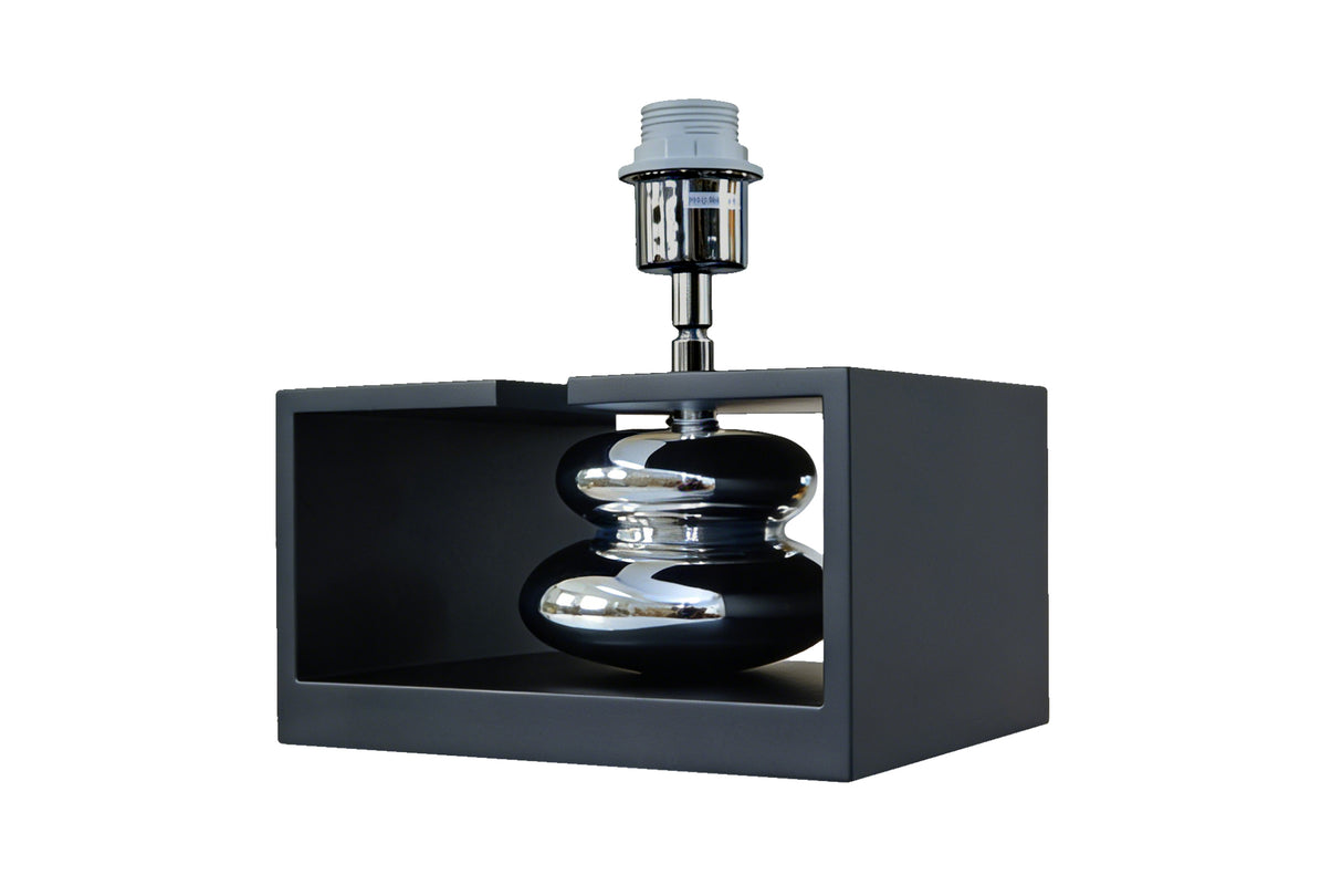 Tischleuchte GRACIA 35cm m/ verstellbarem Lampenschirm schwarz-silber
