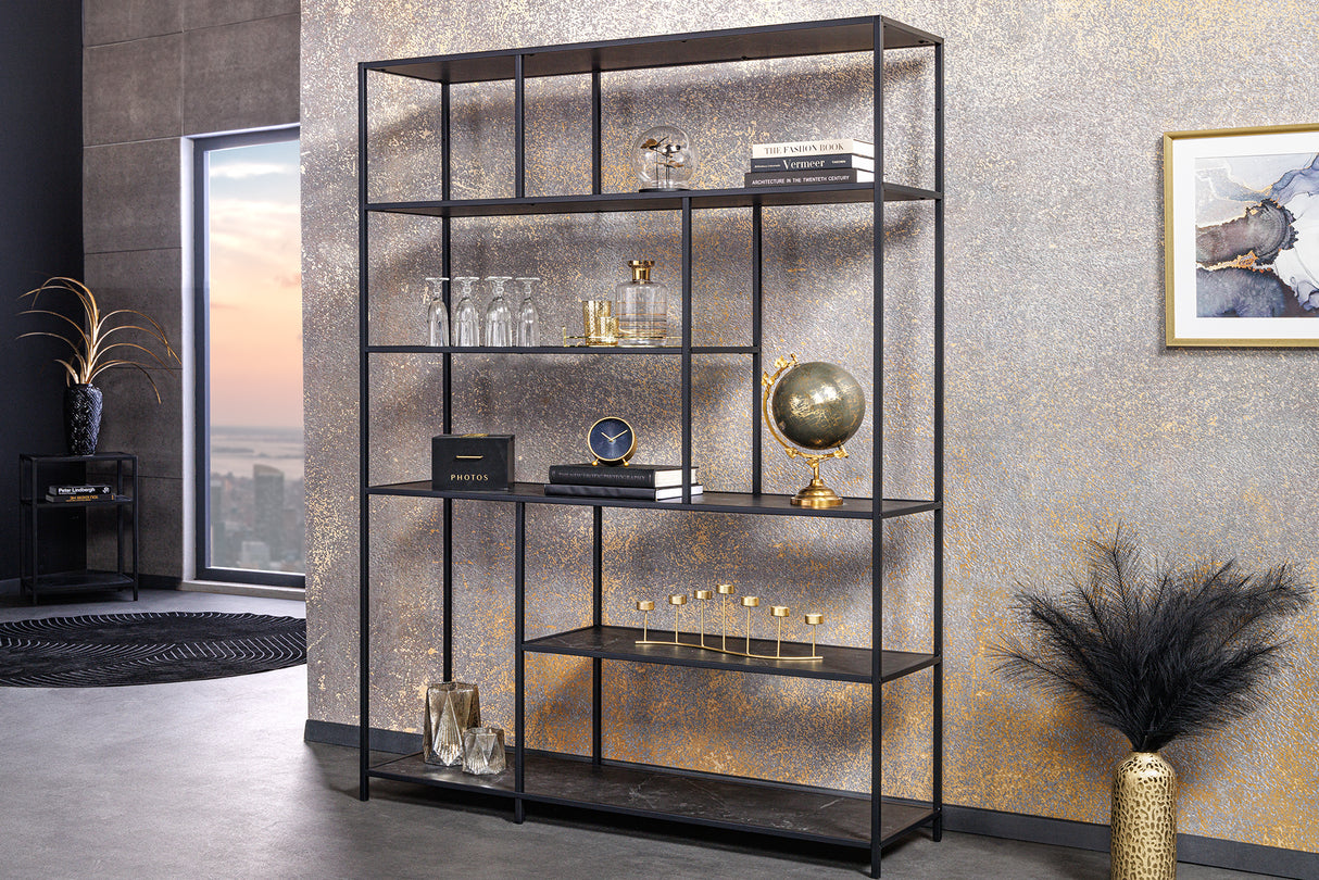 Shelf SLIM LINE 185x135cm marble look black