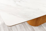 Dining table UNIQUE 200cm frame oak wood verneered ceramic white marble top
