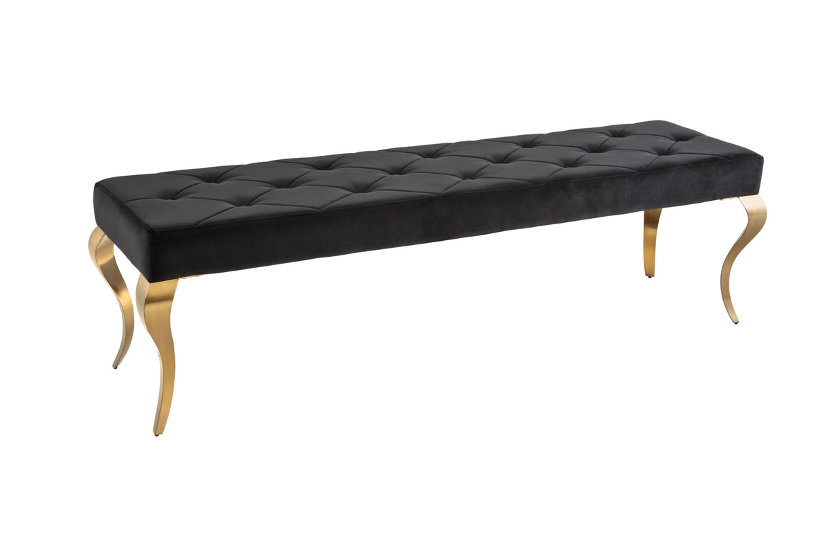 Bench MODERN BAROCK 170cm velvet black golden legs