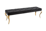 Bench MODERN BAROCK 170cm velvet black golden legs