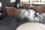 Swivel chair PAPILLON rotatable 180° with armrests Leather brown black