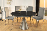 Esstisch ELEGANCIA 130cm rund Gestell Chrom schwarz Marmoroptik