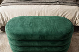 Bench chest VOGUE 85cm oval upholstered w/ storage space velvet green