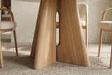 Dining table ORGANIKO 120cm round natural travertine top w/ oak wood look frame