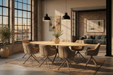 Dining table TRAVERTIN 220cm oval ceramic champagne greige