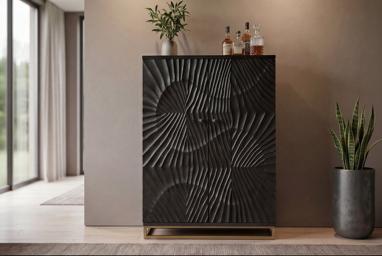 Barschrank SCORPION 140cm 3D Mango schwarz